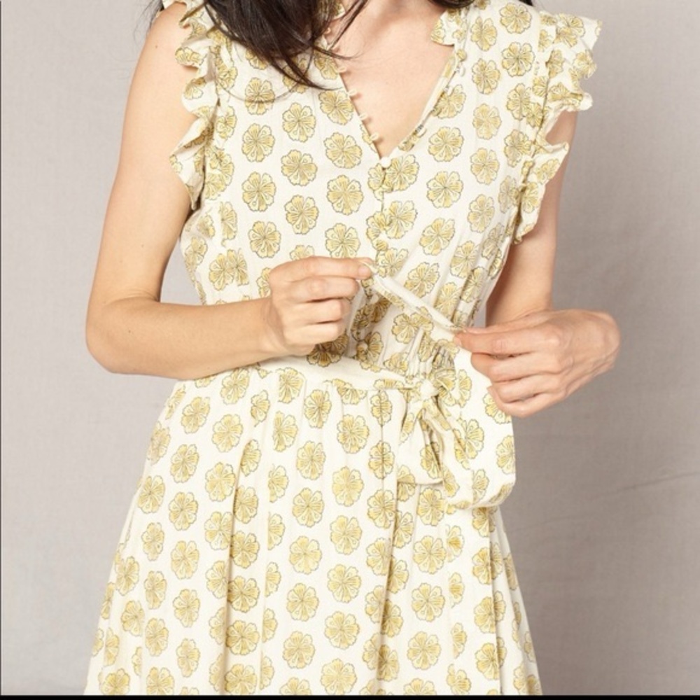 Outerknown Canyon dress yellow floral